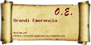 Orendi Emerencia névjegykártya